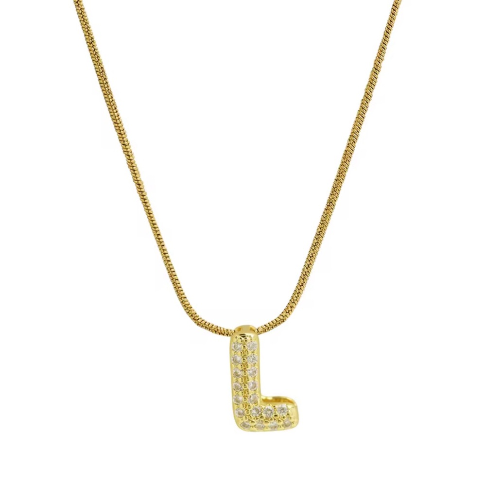 Balloon Zircon Letter L Initial Necklace